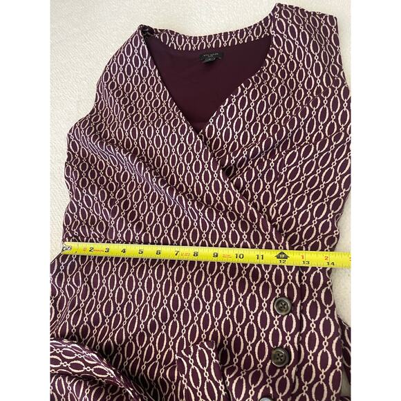 Ann Tylor Womens Belted Sheath Chain Print Midi Dress Burgundy 4P Boardroom Chic - Picture 14 of 14